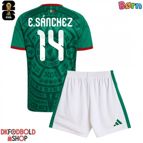 Mexico Erick Sanchez #14 Hjemmebanesæt Børn VM 2026 Kort ærmer (+ korte bukser)